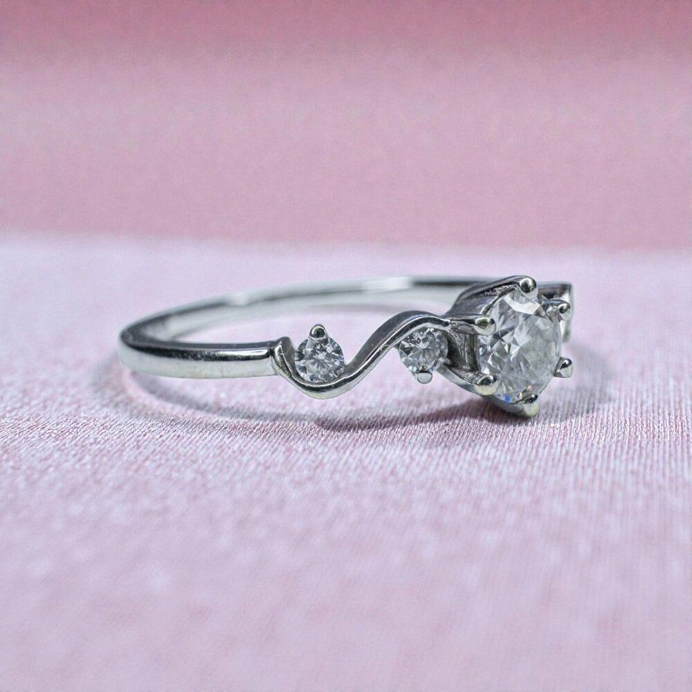 10K White Gold Diamond Ring -1/3CT T.W. -Size 5- Fairytale Scroll Wedding Ring - Picture 9 of 16